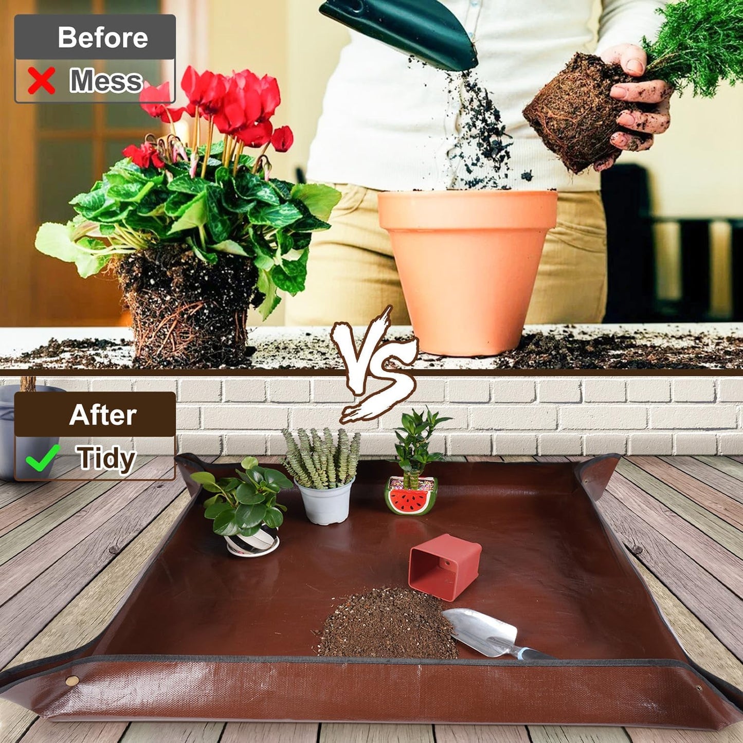 39.5"x 39.5" Extra Large Potting Mat for Indoor Plants Transplanting and Potting Soil Control-Gardening Gifts for Plant Lovers