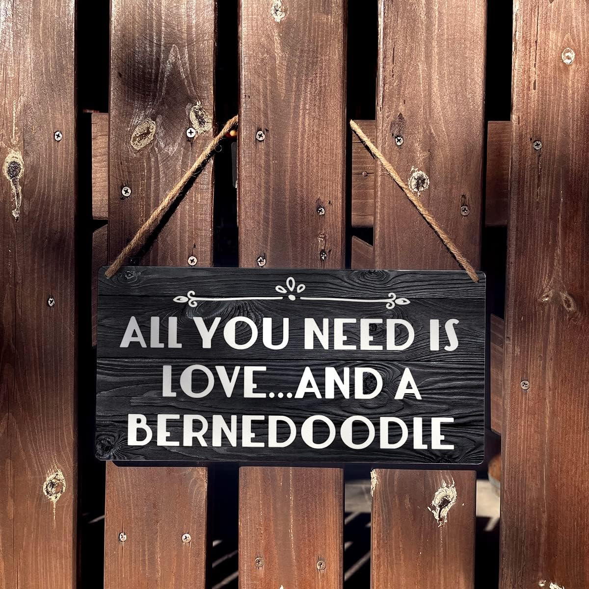 Bernedoodle Sign Gift Farmhouse All You Need Is Love and a Bernedoodle Wooden Hanging Sign Rustic Wall Art Home Decoration 12 x 6 Inches