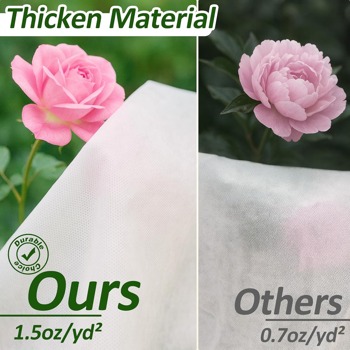 Gardzen 1.5 oz Plant Covers Freeze Protection, Reusable 10ft x 50ft Floating Row Covers, Thicker Frost Blankets for Outdoor Plants, Pests Protection, White