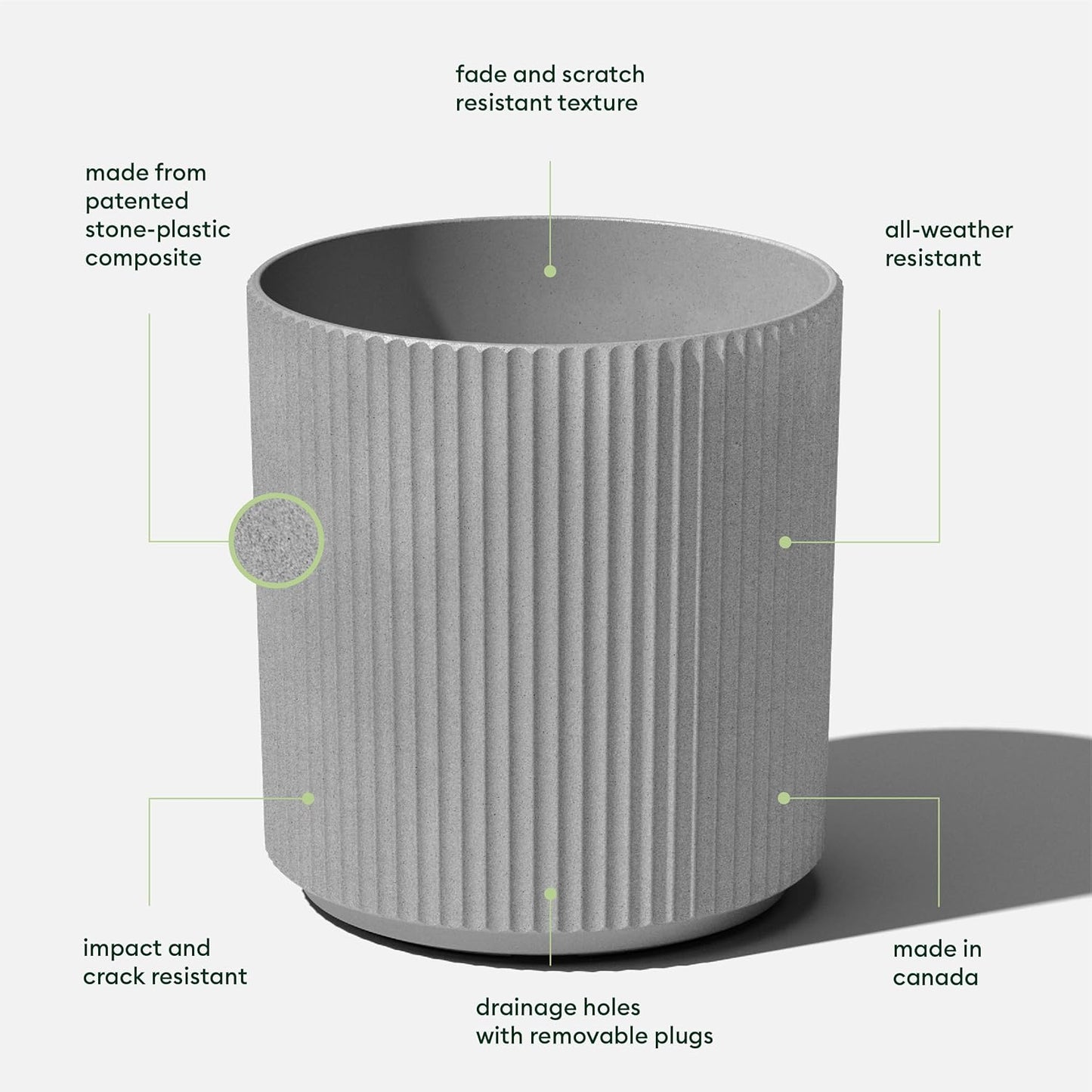 Veradek Round Demi Planter Pots for Indoor/Outdoor Garden Use | Made from Plastic - Concrete Mix with Drainage Holes | Perfect for Small to Large Succulent Plants, Flowers, Modern Interior Plants