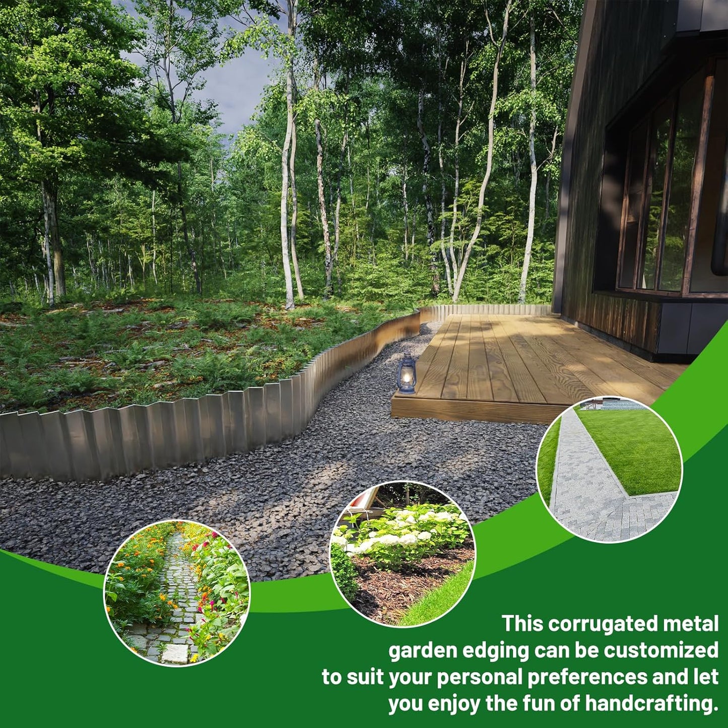 SnugNiture Corrugated Metal Garden Edging,6" x 40' Sturdy Lawn Edging Border,Landscape Edging Border for Lawn, Flower Bed,Garden and Yard