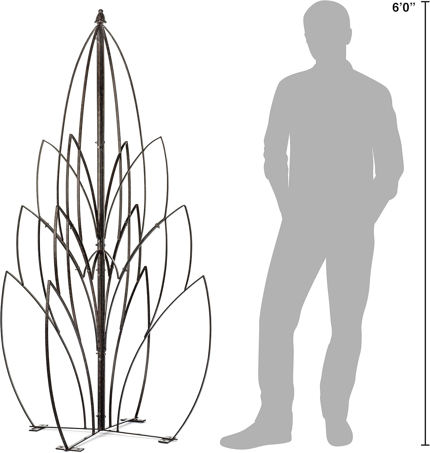 H Potter Garden Lotus Bud Trellis for Climbing Plants Wrought Iron Metal Obelisk for Patio Deck Flowers Weather Resistant Yard Art