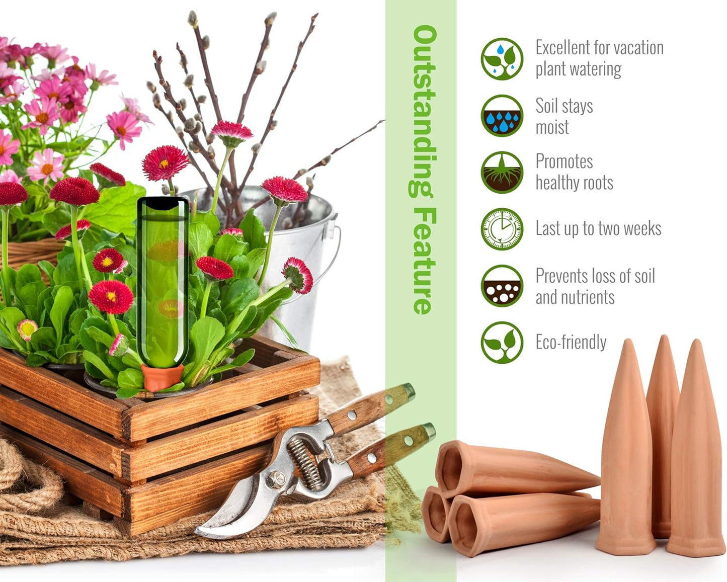 Automatic Plant Waterer Terracotta Self Watering Spikes Drippers Irrigation System for Vacation or Holiday (8Pack)