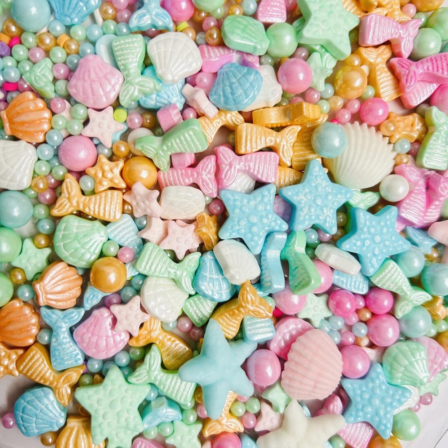 Mermaid Sprinkle, Pastel Sugar Edible for Cake Decorating, Mix Starfish, Shells, Fishes, Beaches and Ocean themes for Baking, Ice Cream, Cookies, Cupcake Topping