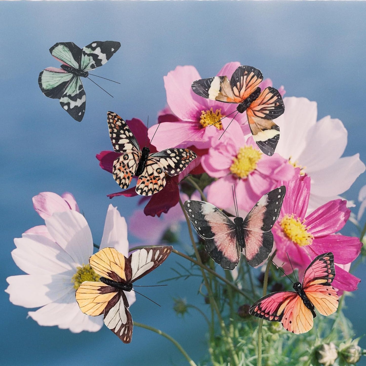 Cartanfill- Artificial Feather Simulation Butterfly Party Decoration Set, a Set of 12 Pieces with Clips, Used for Home Decoration in 12 Colors.… (B Clip)