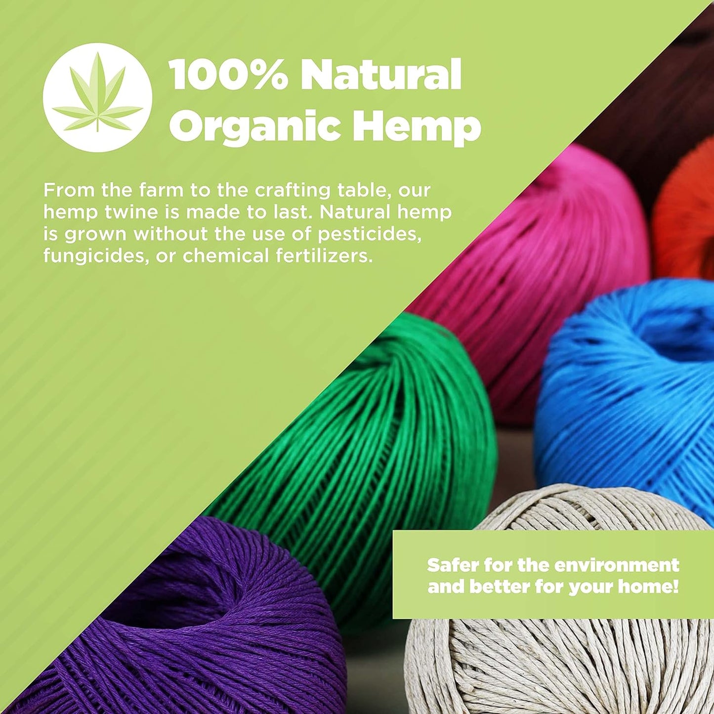 Hemp Twine for Gardening - Twine for Crafts - Organic Natural Hemp String for Jewelry Making - Strong Durable Cord for Decoration, Macrame + Cooking - 1MM 100G/430 Ft. - 20 lb. Test Strength - Natural