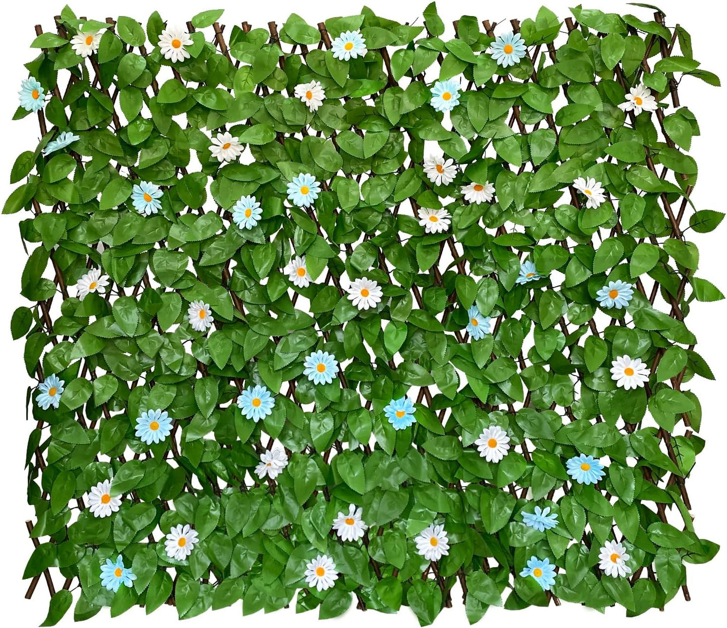 Expandable Fence Privacy Screen for Balcony Patio Outdoor,Decorative Faux Ivy Fencing Panel,Artificial Hedges (Single Sided Leaves)… (1, Daisy)