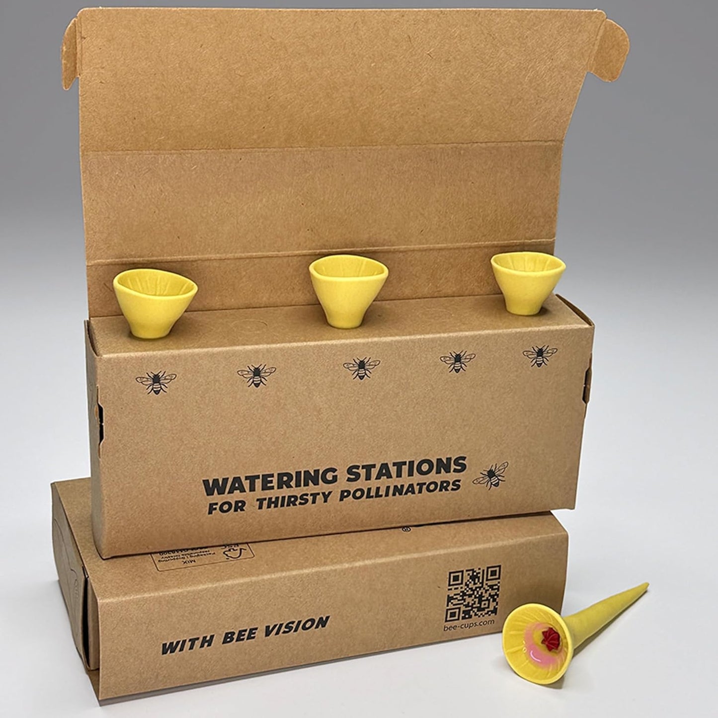 3 Pack, Bee Watering Station, Butterfly Feeder, Bee Feeder, Garden Decor, Bee Decor, Outdoor Garden Decor, Plastic Free, Handmade from Porcelain (3, Bees Knees Yellow)