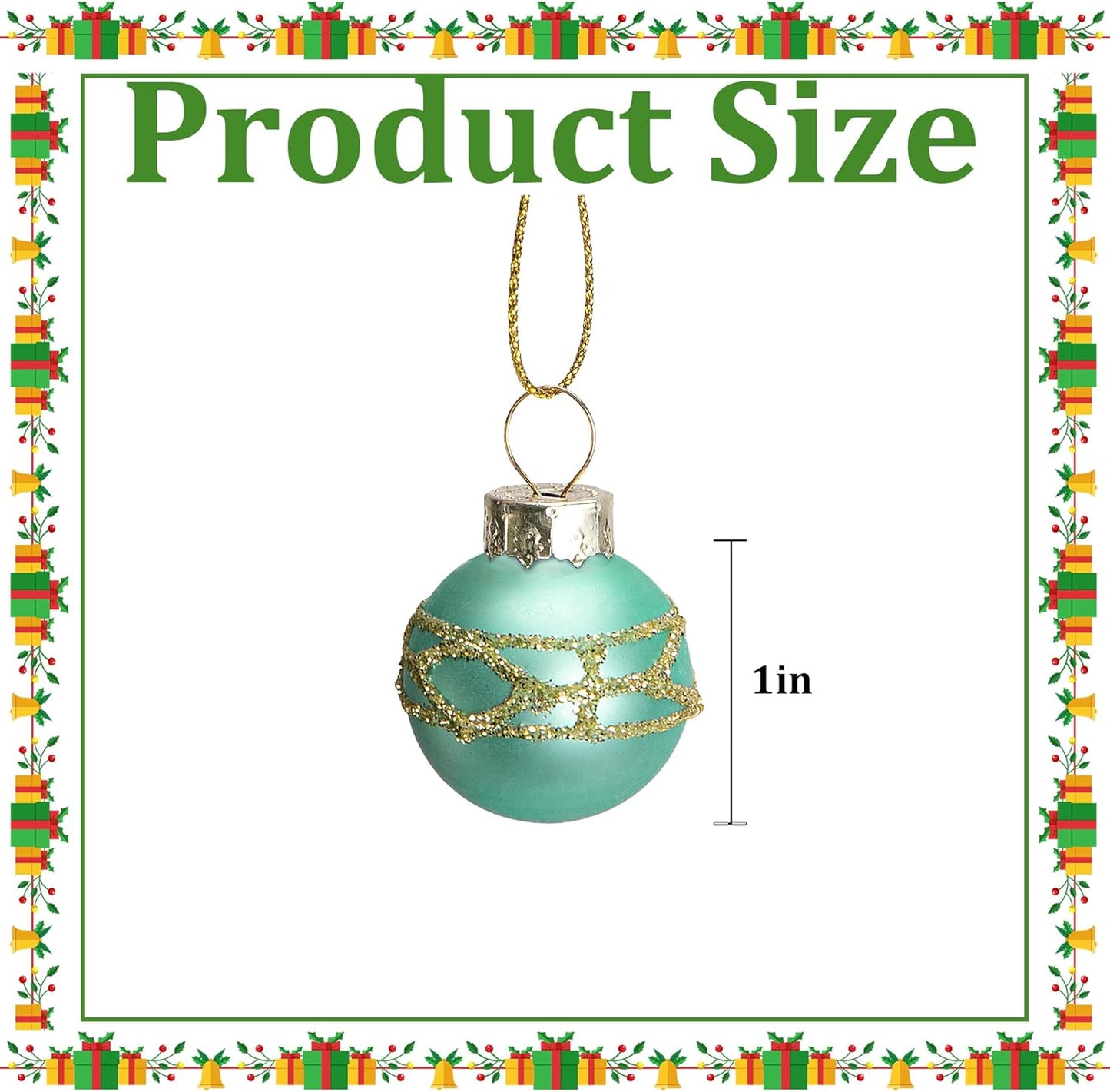 Watayo 24 Pcs Christmas Mini Multi Color Balls Glass Ornaments, 1" Mini Vintage Glittering Ball Hanging Ornaments for Tree, Red Green Gold Blue Glass Small Ball Tree Decoration for Xmas Home Decor