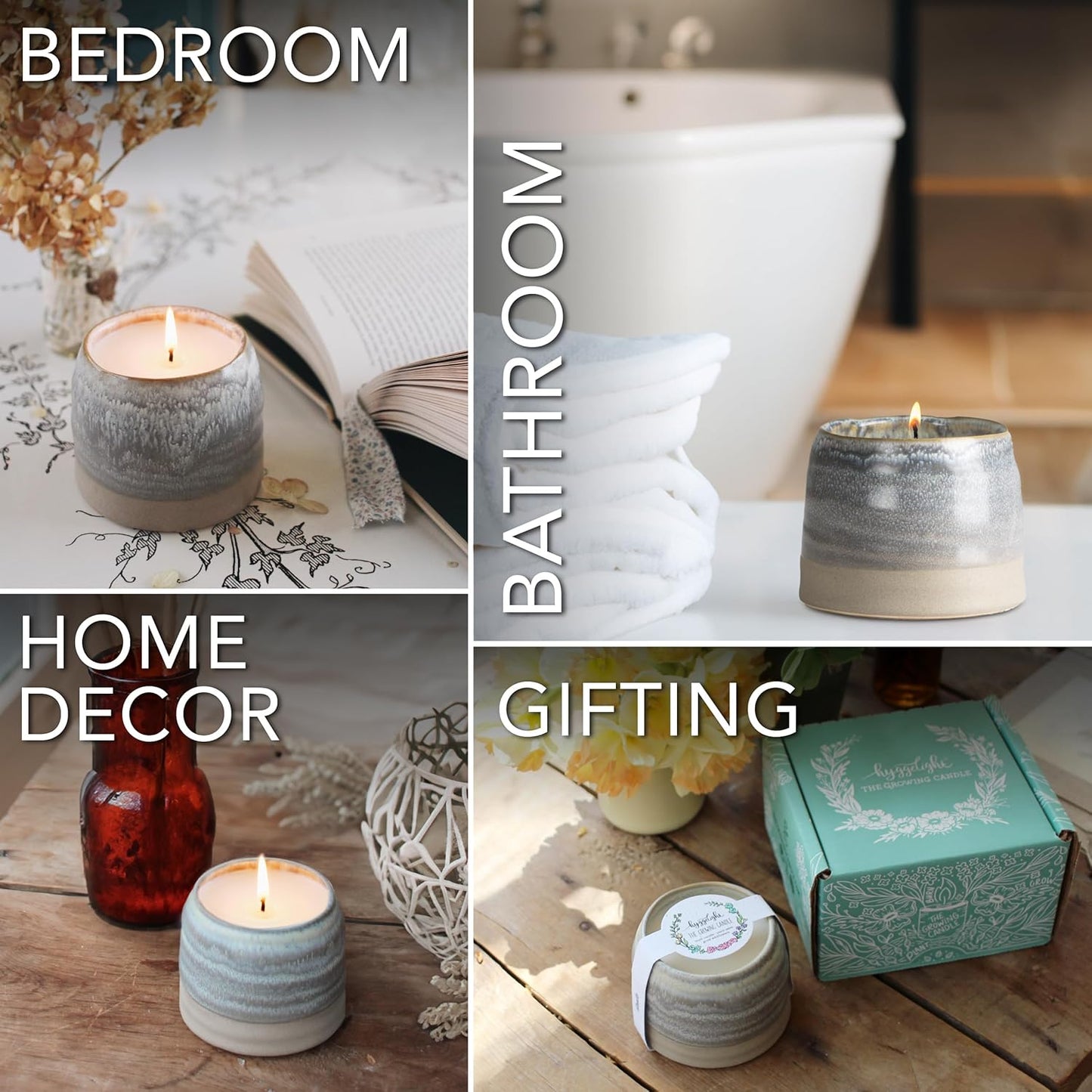 The Growing Candle, Lavender Scented, 10oz Ceramic Pot, Single Wick Aromatherapy Candles, 100% Soy for Women and Men, Greta