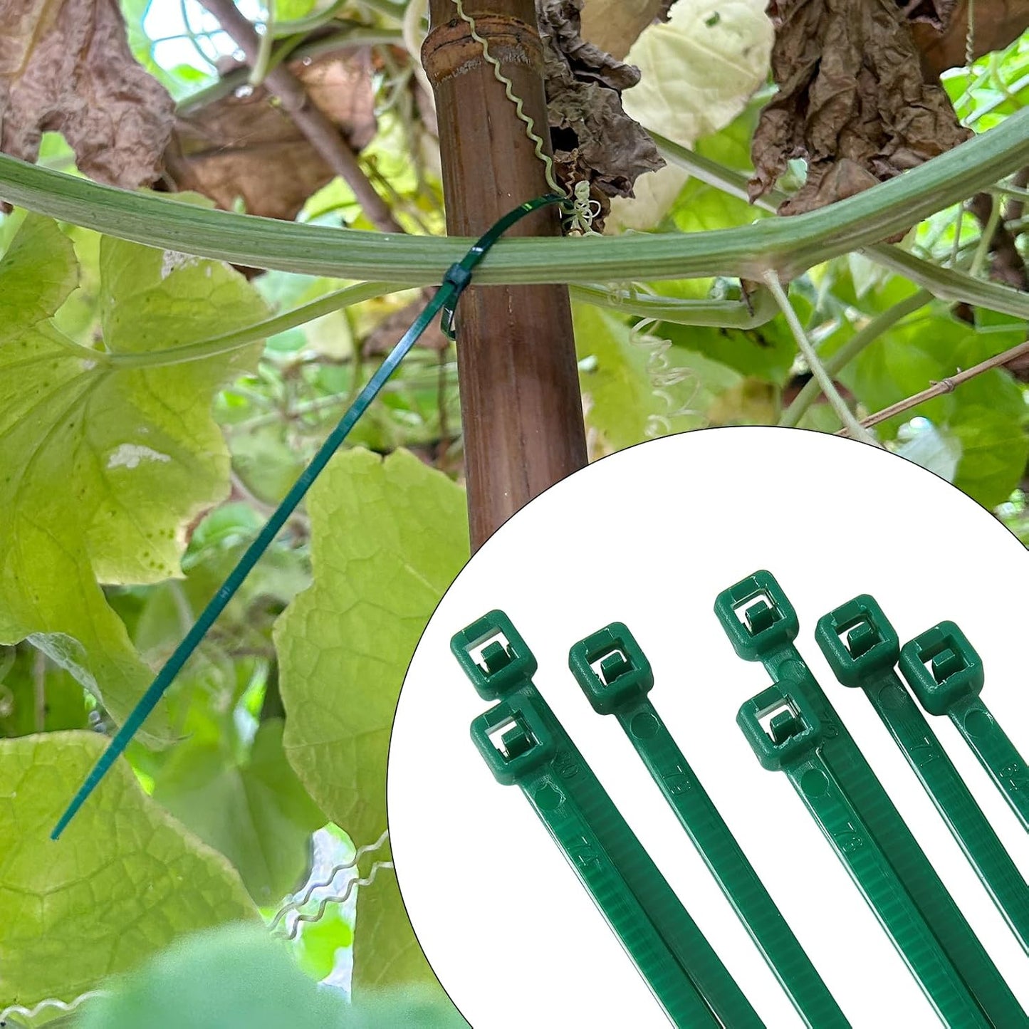 4 inch 3mm Dark Green Nylon Garden Cable Zip Ties Self Locking Cable Ties Twist Ties, Multi-Purpose Cable Tie(100 Pcs)