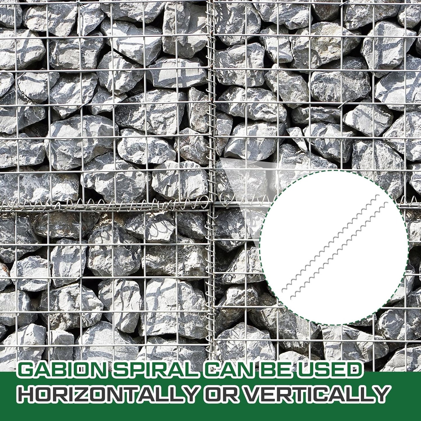 50 Pcs 36" x 2" Gabion Cages Spirals 9ga Galvanized Steel Gabion Spirals Wire for Gabion Cage Install and Connected Stone Gabion Basket Spirals for Garden Projects Quick and Easy Construction