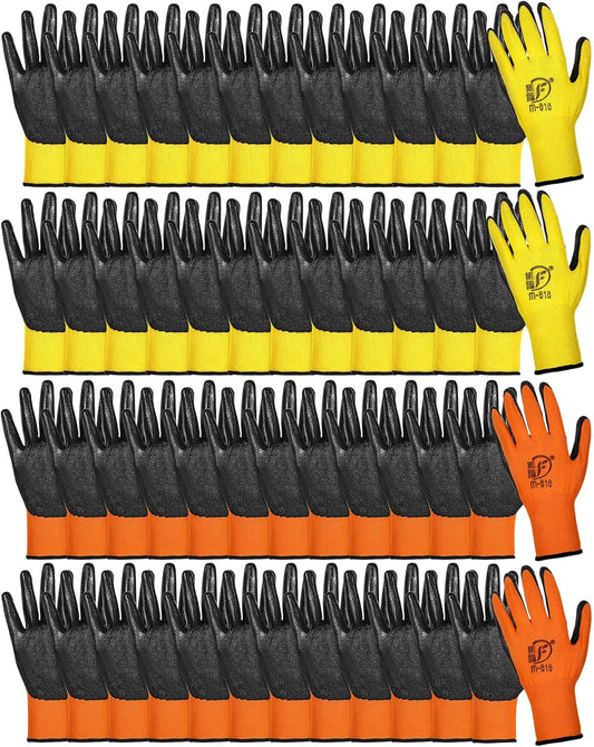 Nuogo 48 Pairs Gardening Gloves for Men Women Rubber Coated Safety Work Gloves Bulk for Gardening Construction Work