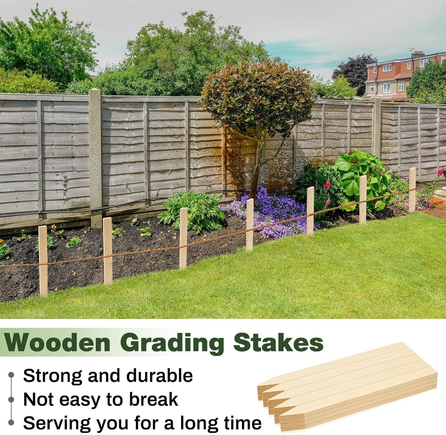 20 Pieces Wooden Garden Stakes 18 Inch Grade and Survey Stakes Wooden Garden and Sign Posts for Plant Support Silt Fence Yard Farm Survey Boundaries Baselines