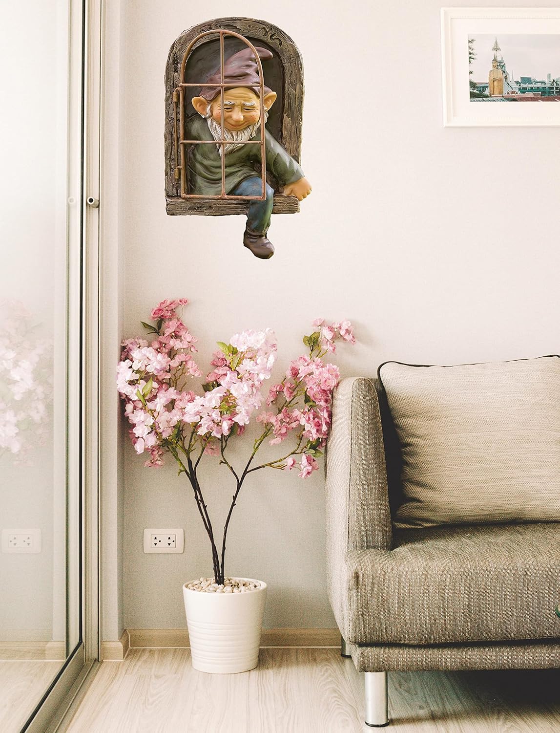 coolboy Outdoor Gnome Garden Decorative-12 Inch Elf Out The Door Tree Hugger,Gnome Decorations for Home,Whimsical Dwarves Outdoor Ornament,Gnome Statue Figurines-Patio Yard Lawn Porch Decoration