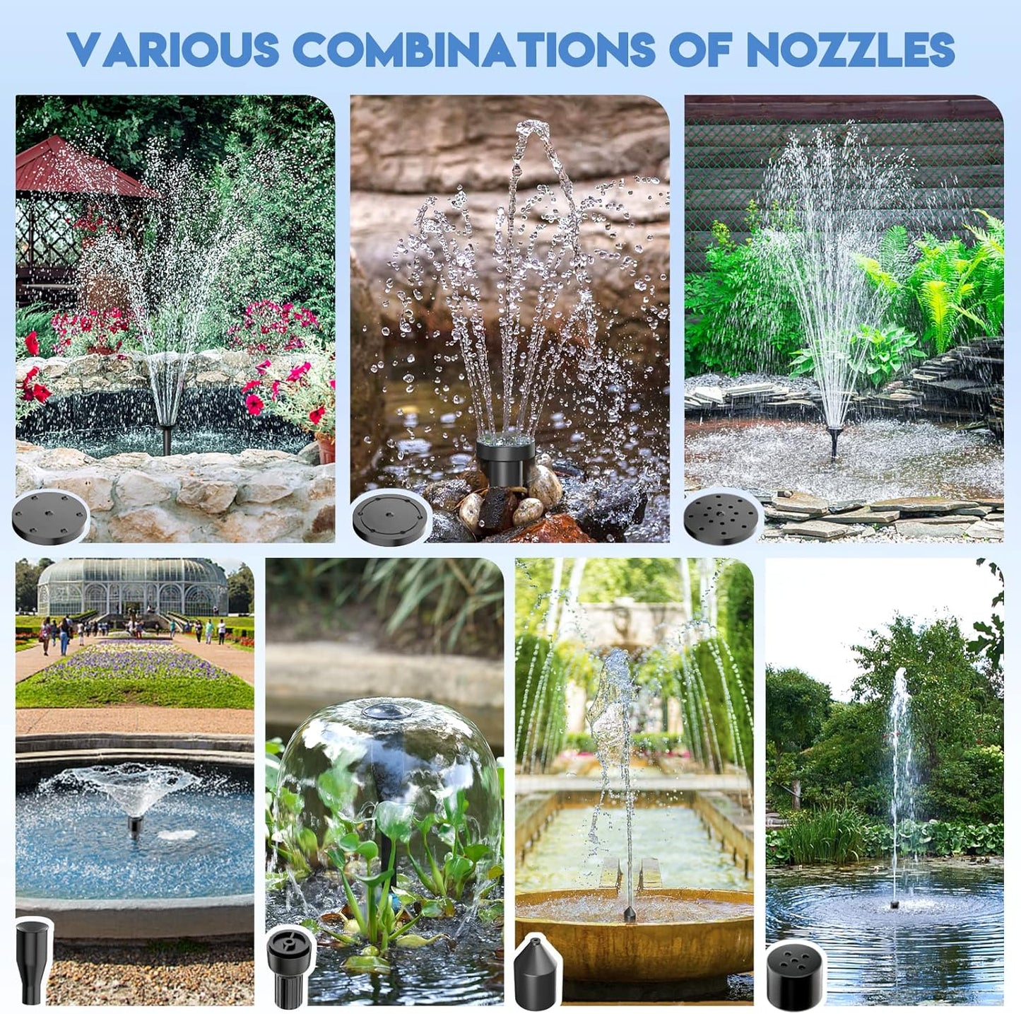 Antfraer Solar Pond Pump, 25W Solar Water Pump with 410GPH Adjustable Flow, Solar Fountain Pump 6.6FT Tubing/16.5FT Cord for Garden, Fish Ponds, Waterfall, Fountain Water Features