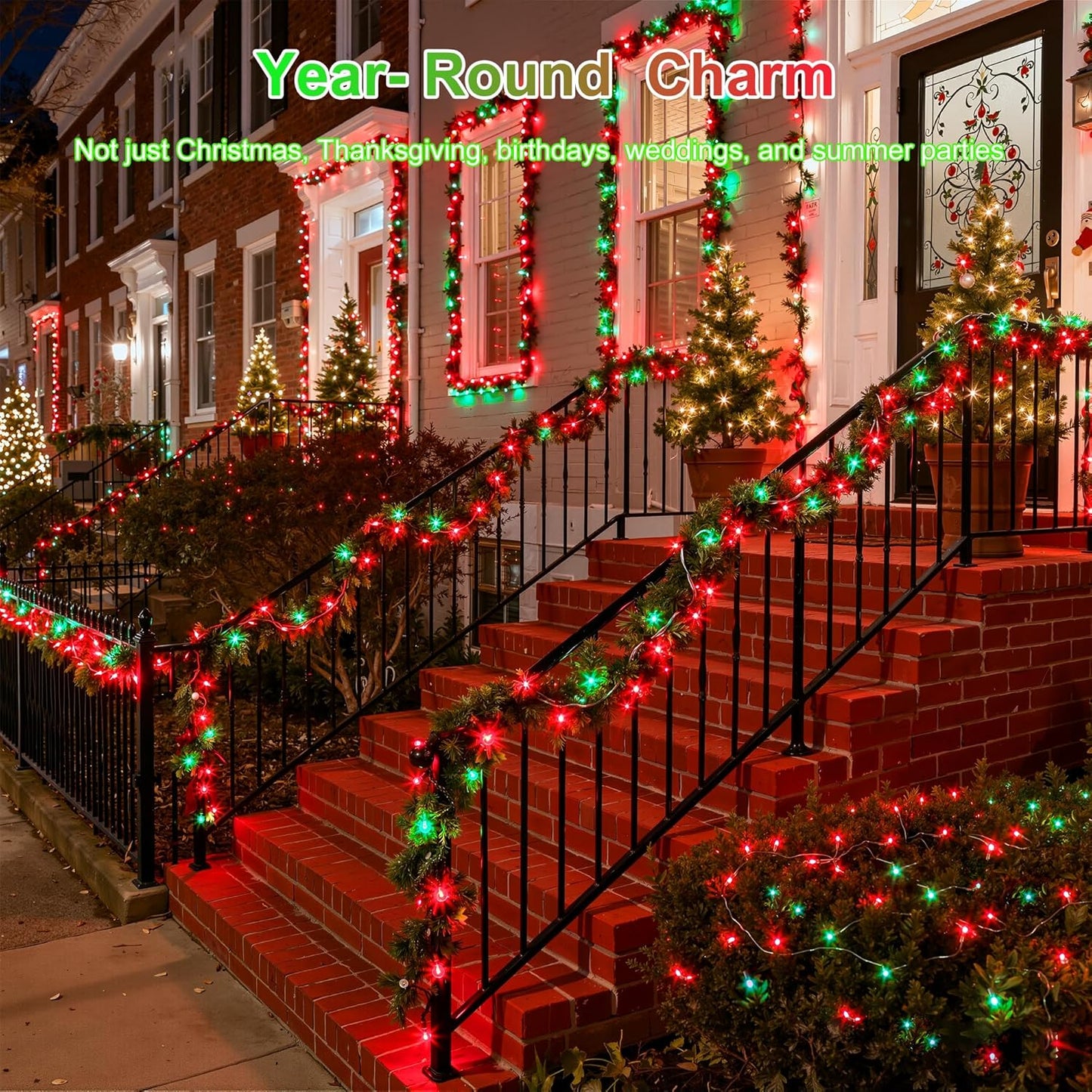 1500LED Christmas Lights Outdoor Use, 470ft 12 Modes Red and Green LED String Lights with Timer Dimmable, Waterproof Christmas Tree Lights for Xmas Patio Yard Fence Balcony Garden Party Decor