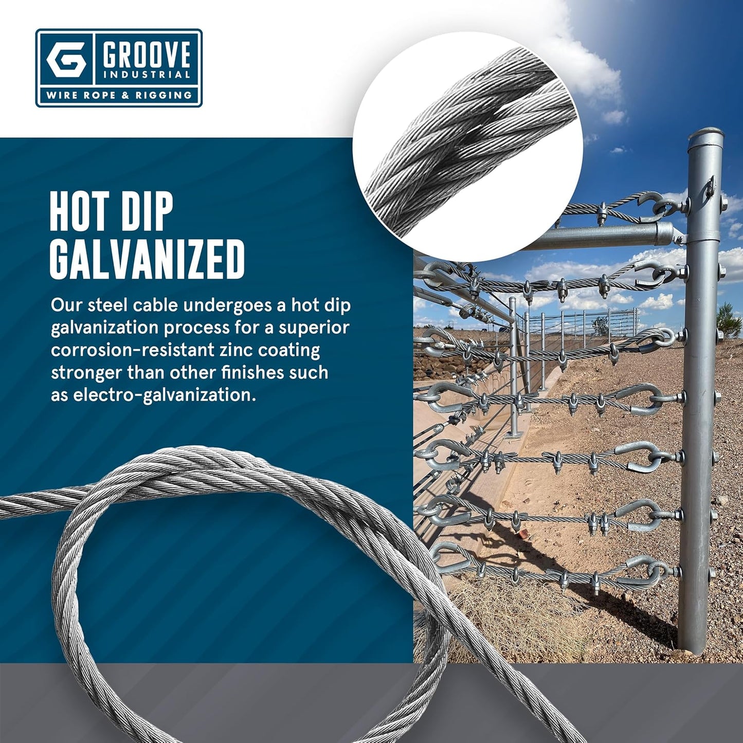 5/16’’ 7x19 Hot Dip Galvanized Aircraft Cable – Steel Wire Rope - 2000 Feet