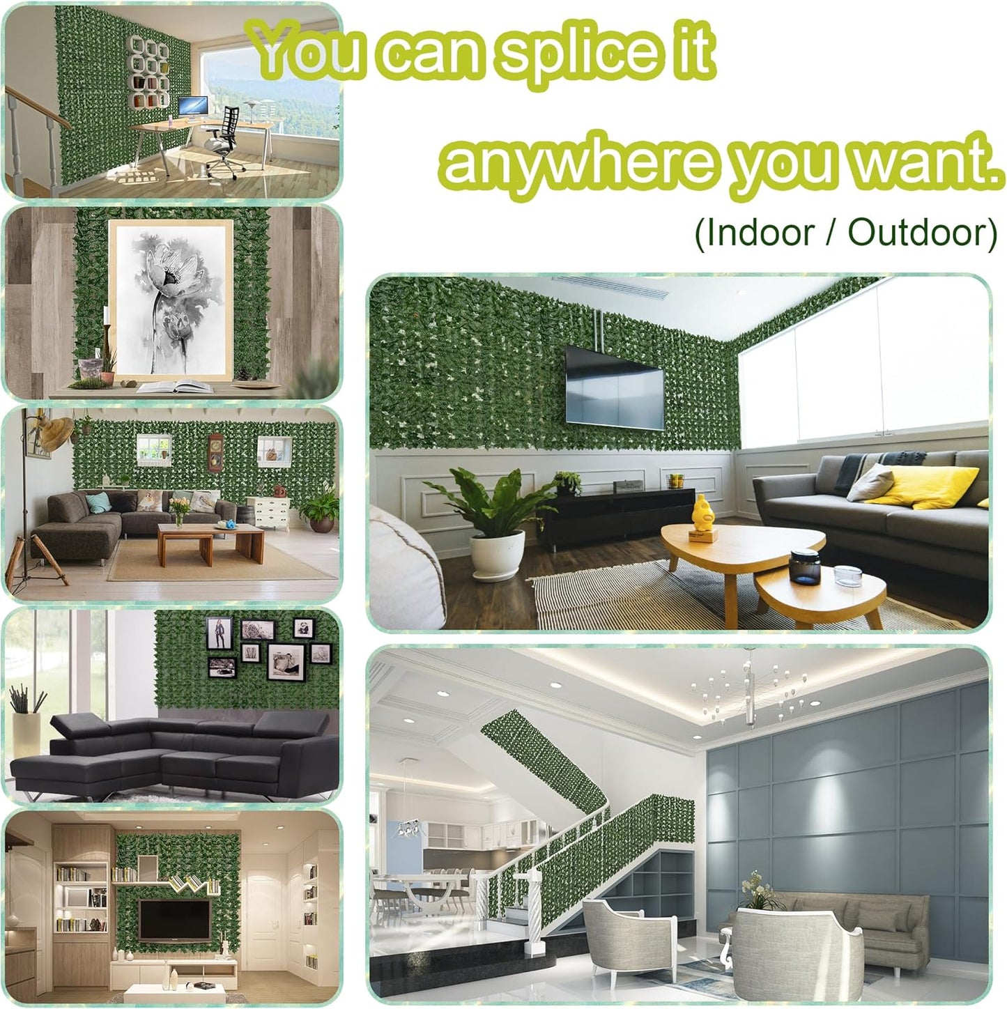 Artificial Ivy Privacy Fence Roll Screen,128" by 72" (64 SQFT) UV-Anti Faux Hedge Fence and Fake Ivy Vine Leaf Wall Panels for Indoor&Outdoor Green Backdrop, Garden Greenery Decor