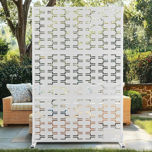 72" H×47" W Metal Privacy Screen Outdoor Privacy Screen Freestanding, Outdoor Privacy Screens and Panels for Patio Lawn Deck(Consists of 3 Panels)