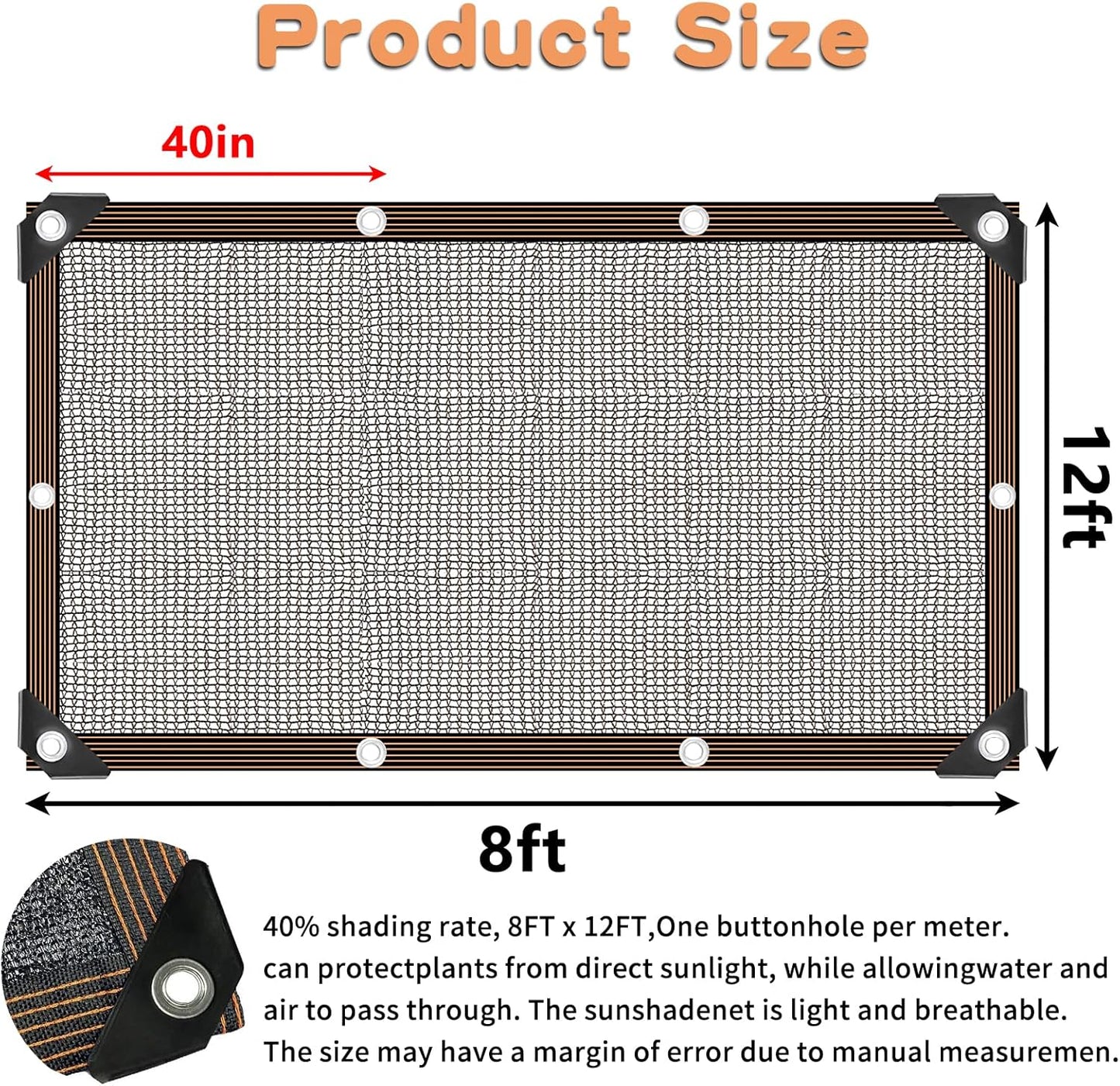 Shade Cloth for Plants Greenhouse, 40-50% Sunblock Shade Sails -for Outdoor Garden Pergola Patio Lawn Plant, Easier to Hang Sun Neting Cover for Kennel Chicken Coop