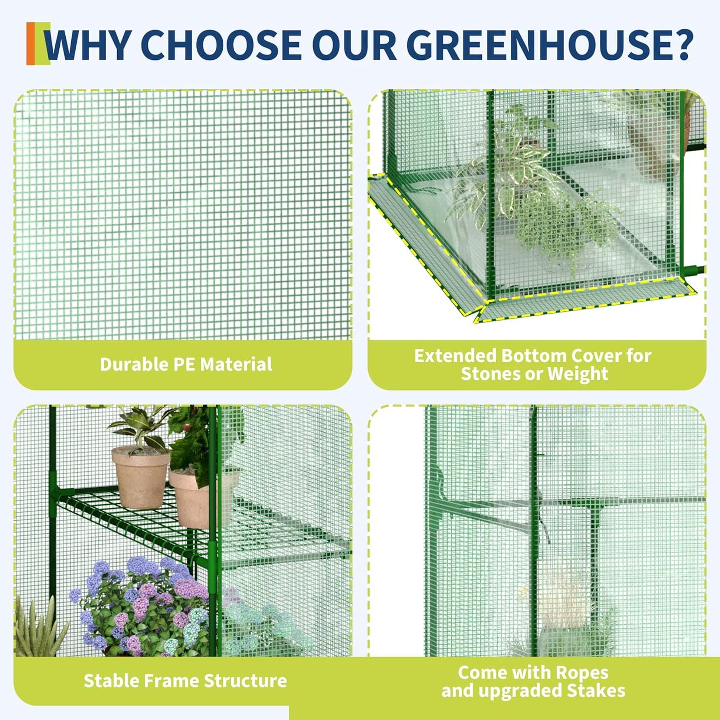 Greenhouse, 57 x 29 x 76'' Greenhouses for Outdoors, Durable Green House Kit with Window, Thicken PE Cover, 3 Tiers 12 Shelves, Portalbe Walk in Green Houses for Indoor Backyard Outside