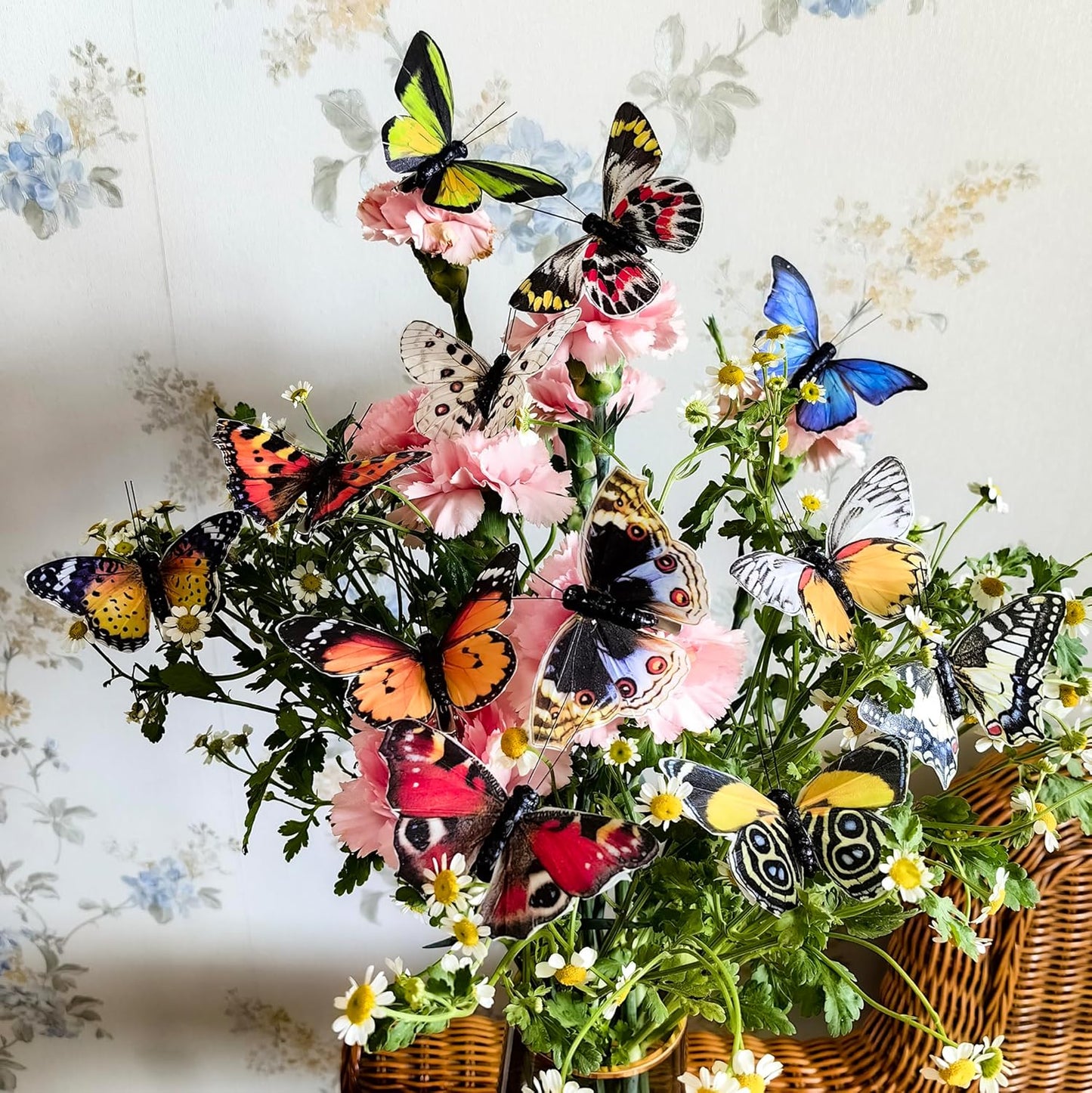 Cartanfill- Artificial Feather Simulation Butterfly Party Decoration Set, a Set of 12 Pieces with Clips, Used for Home Decoration in 12 Colors(A)