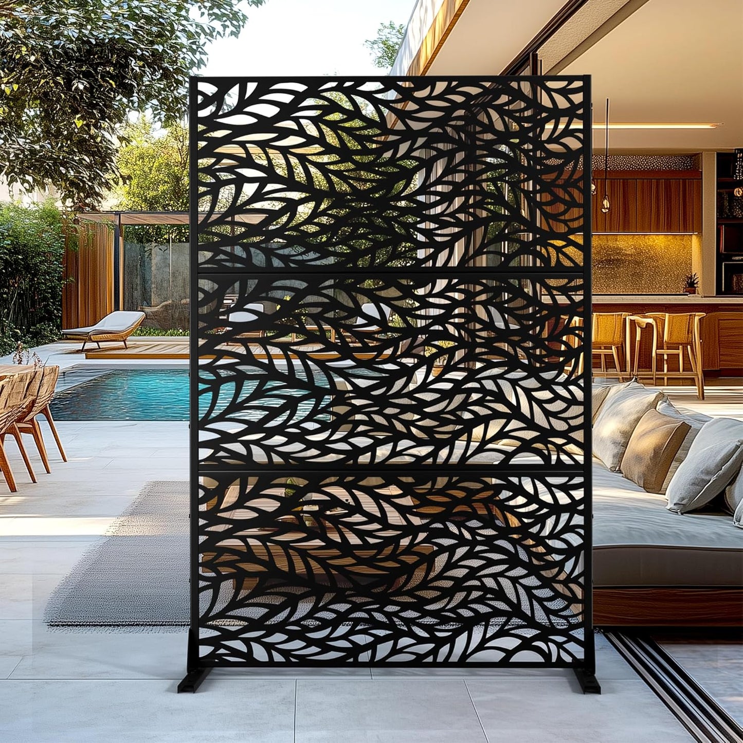 Outdoor Privacy Screen,72" H×47" W Metal Privacy Screen, Freestanding Privacy Fence Panels for Patio