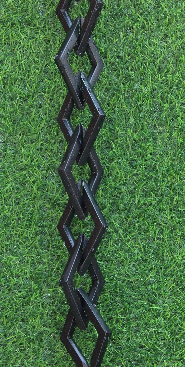 KAM Home Diamond Links Rain Chain with Installation Kit (Black, 14)