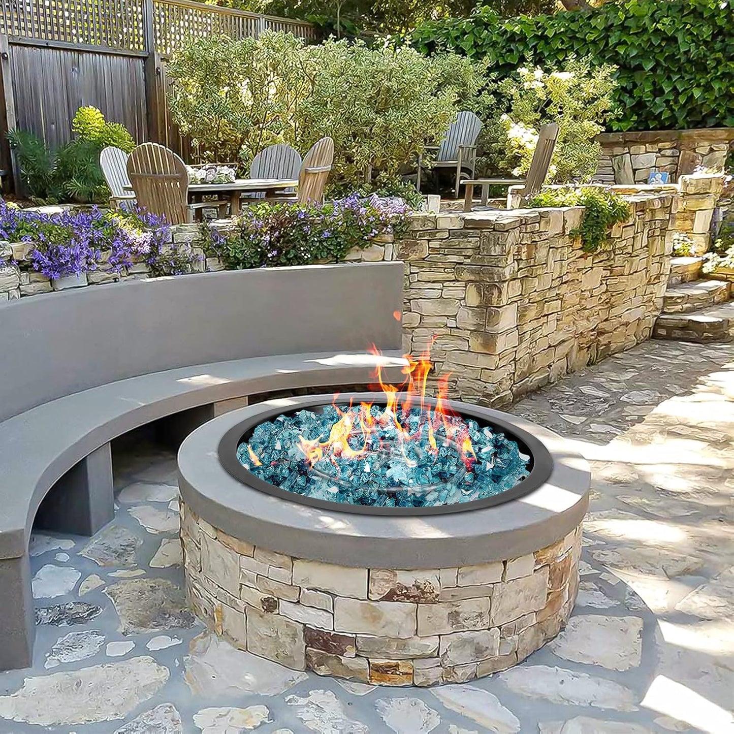 Stanbroil 19-Inch Round Fire Pit Burner Pan, Drop-in Gas Firepit Insert for DIY Fire Pit Table, Porcelain Steel, BTU 92,000 Max