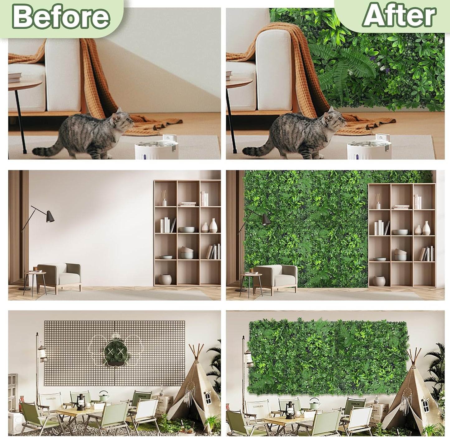 Artificial Green Boxwood Grass Wall Roll: 48"x128"(43 SQFT) UV Protected Ivy Privacy Hedge Fence Screen for Chain Link Fences Panel Indoor,Outdoor Patio Balcony & Garden