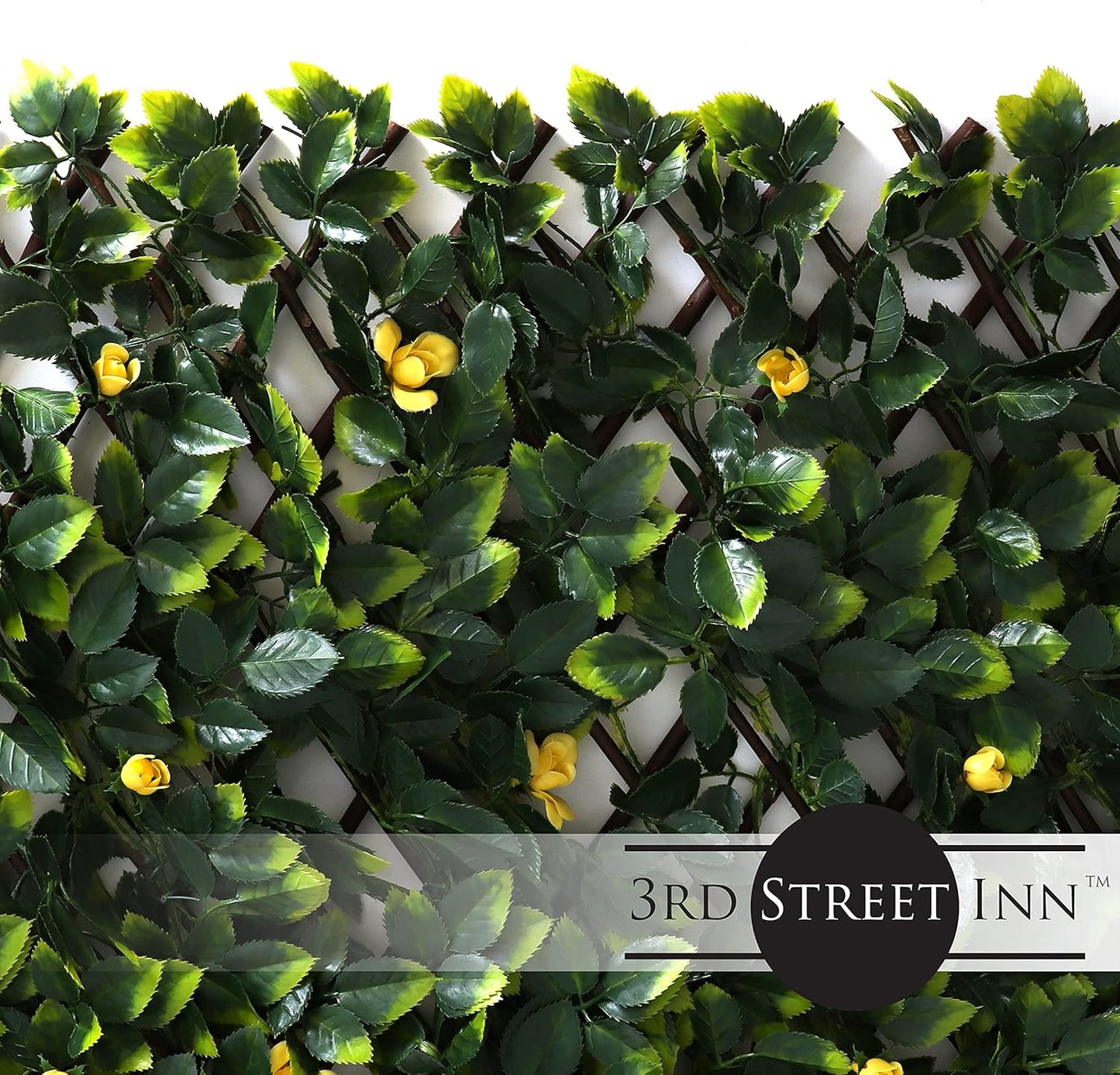 3rd Street Inn™ Leaf Trellis - Bamboo Greenery Panel - Boxwood and Ivy Privacy Fence Substitute - DIY Flexible Fencing (1, Yellow Rose Rattan)