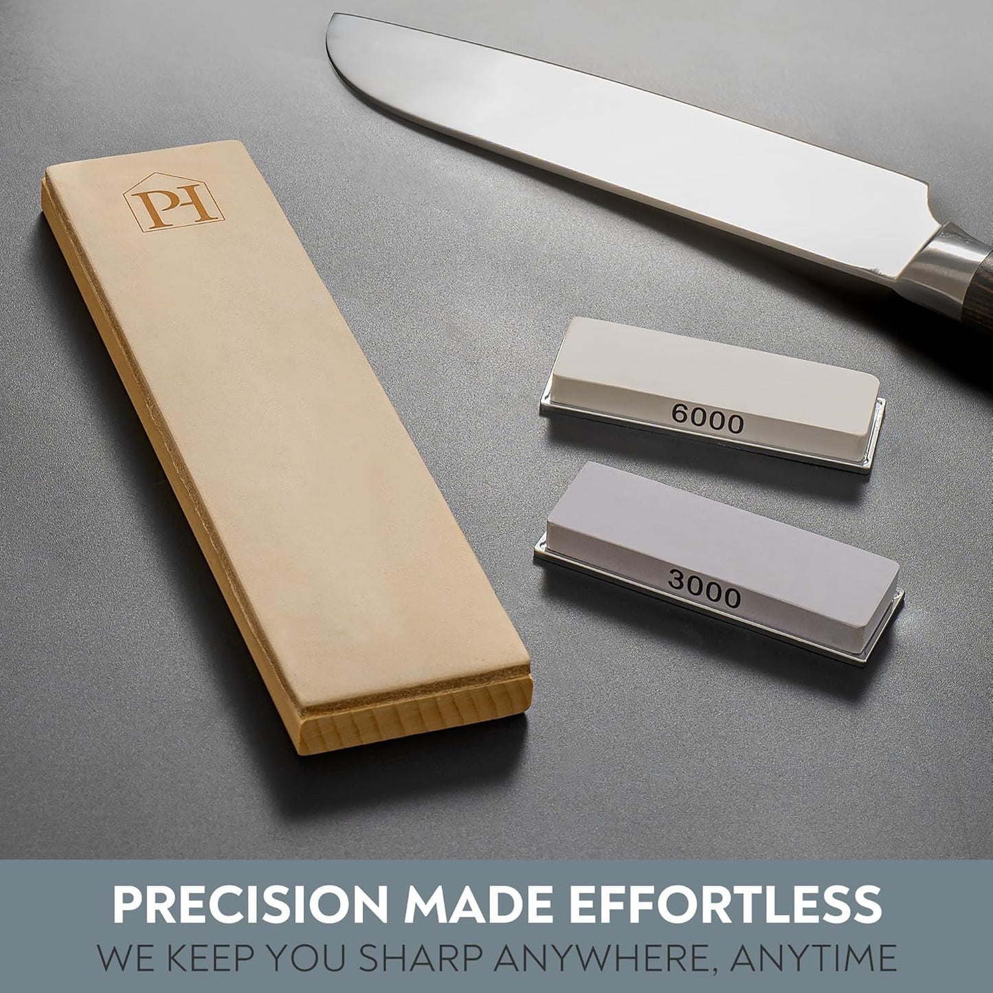 3000 & 6000 Grit Whetstone Plates Set – Extra Fine Corundum Sharpening Stones – Includes Leather Strop & Cleaning Eraser - Compatible Only with Parkway Home Adjustable Rolling Knife Sharpener