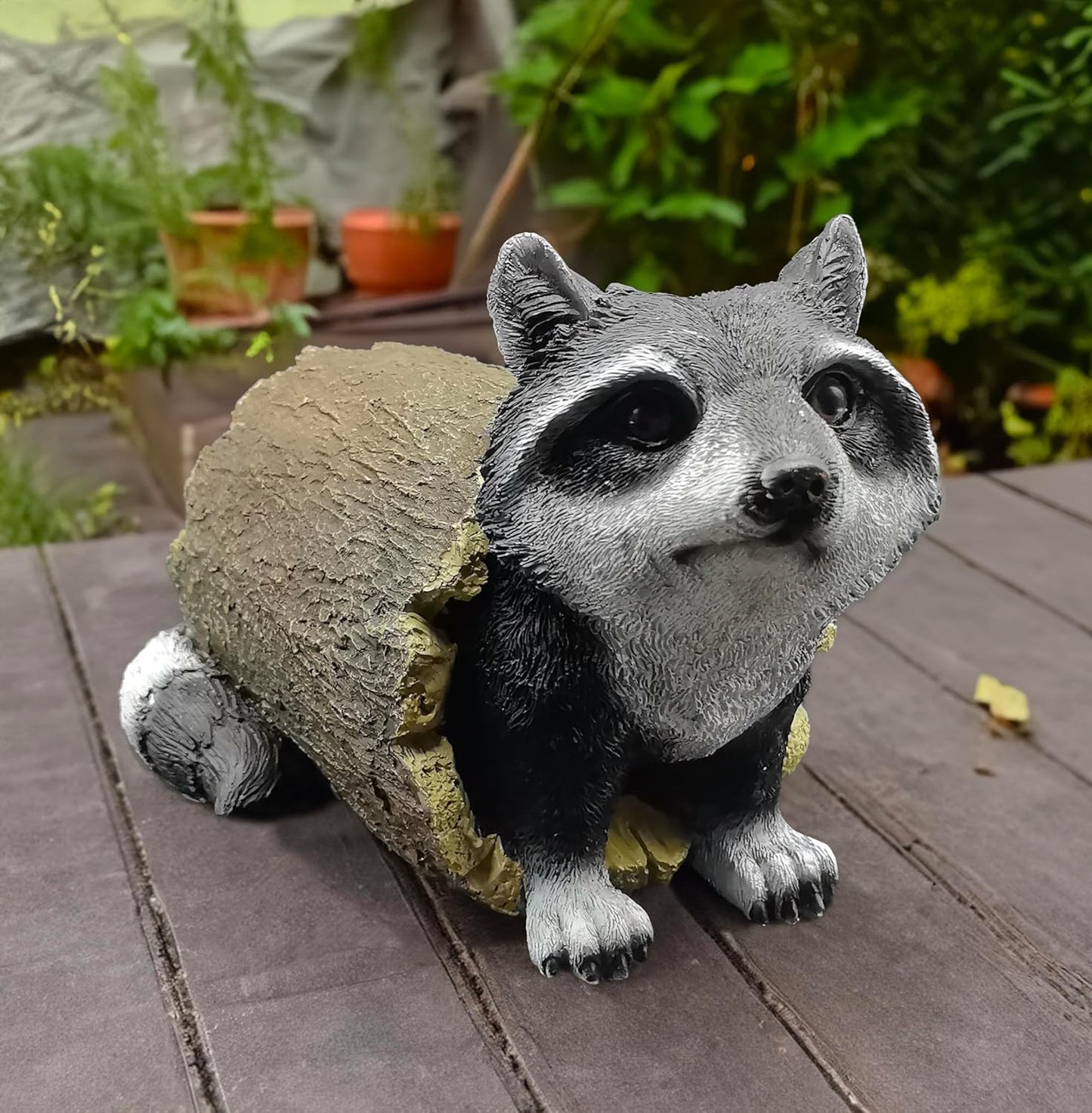 coolboy Outdoor Raccoon Statue Garden Decoration,Cute Raccoon Sculpture Art Interior Office Home Décor,Resin Animal Figurine Art Decoration for Garden Yard Lawn
