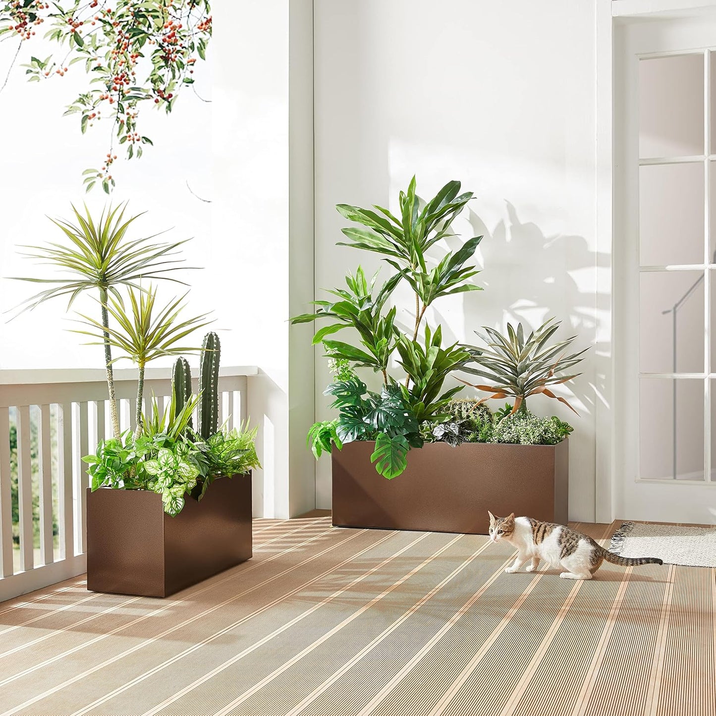 Metallic Heavy Long and Large Outdoor/Indoor Planter Box, 38”Lx15”Wx15”H, 40Pounds, Espresso