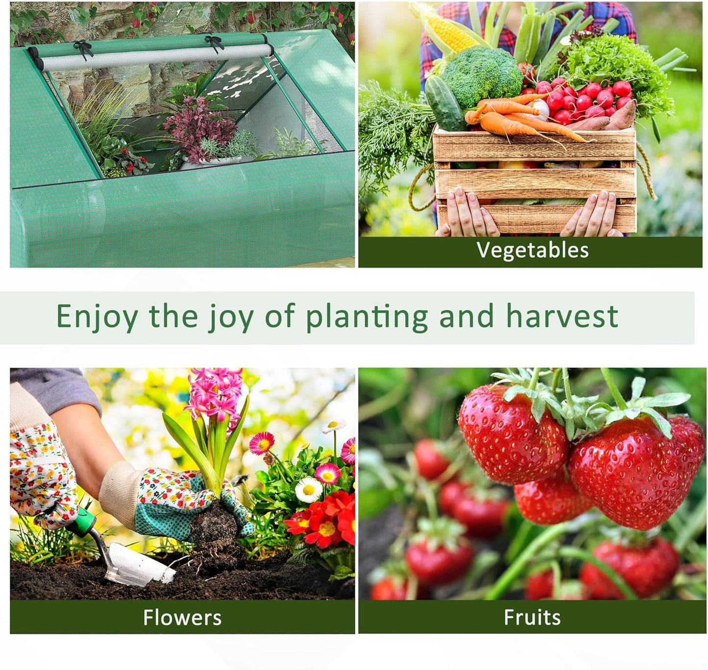 Outsunny 71" x 55" x 32" Mini Greenhouse, Small Green House, Garden Planting Shed, Outdoor Flower Planter Warm House with Zipper Windows and Door, Green