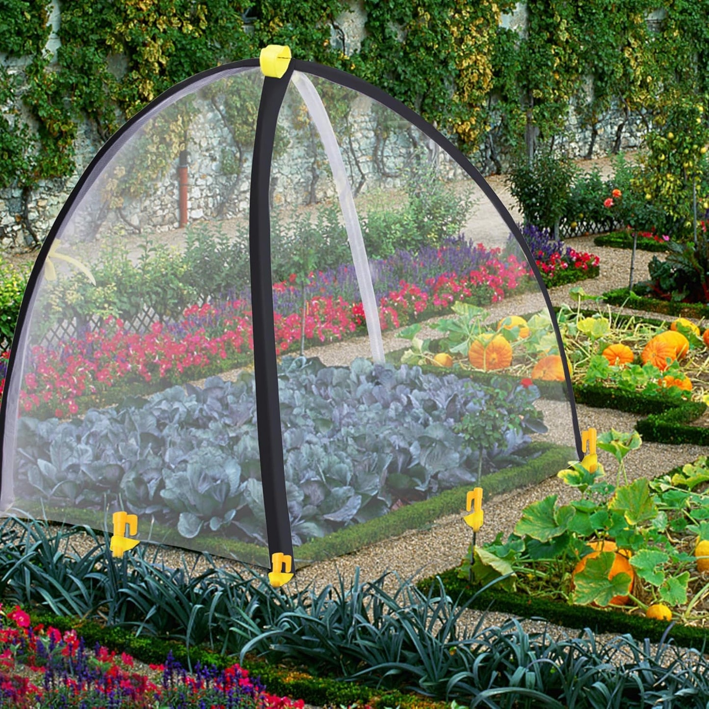 35 x35 x 39 Inch Insect Barrier Plant Tent Cover-Insect Bird Barrier Netting Mesh-Bug Guard Cover with Stakes for Protect Plants Fruits from Insect Bird Eating (1, L)