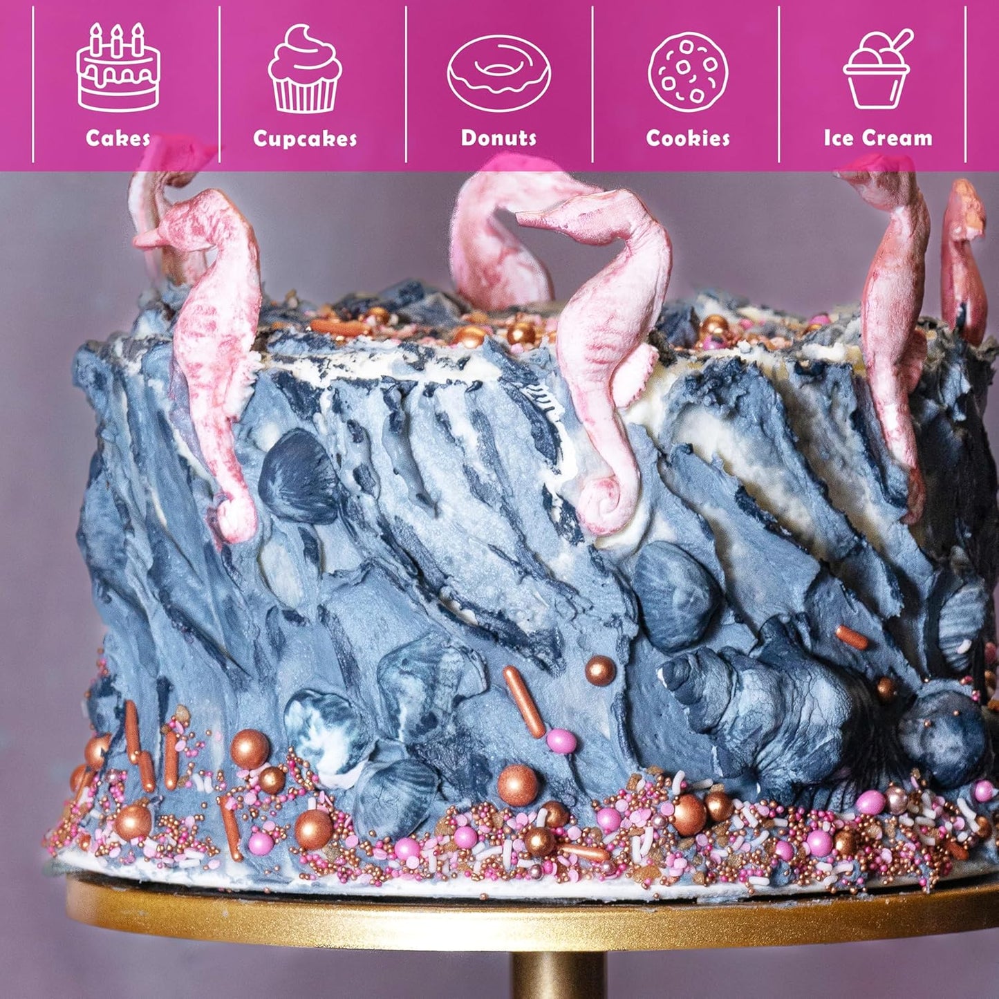 Ultra Silver & Rose Gold Luster Dust for Baking (2 Pack) – Edible Glitter for Cake Decorating, Fondant, Cupcakes, Drinks & Desserts – Kosher, Vegan, Food-Safe Metallic Dust - 2 grams, Highly Concentrated