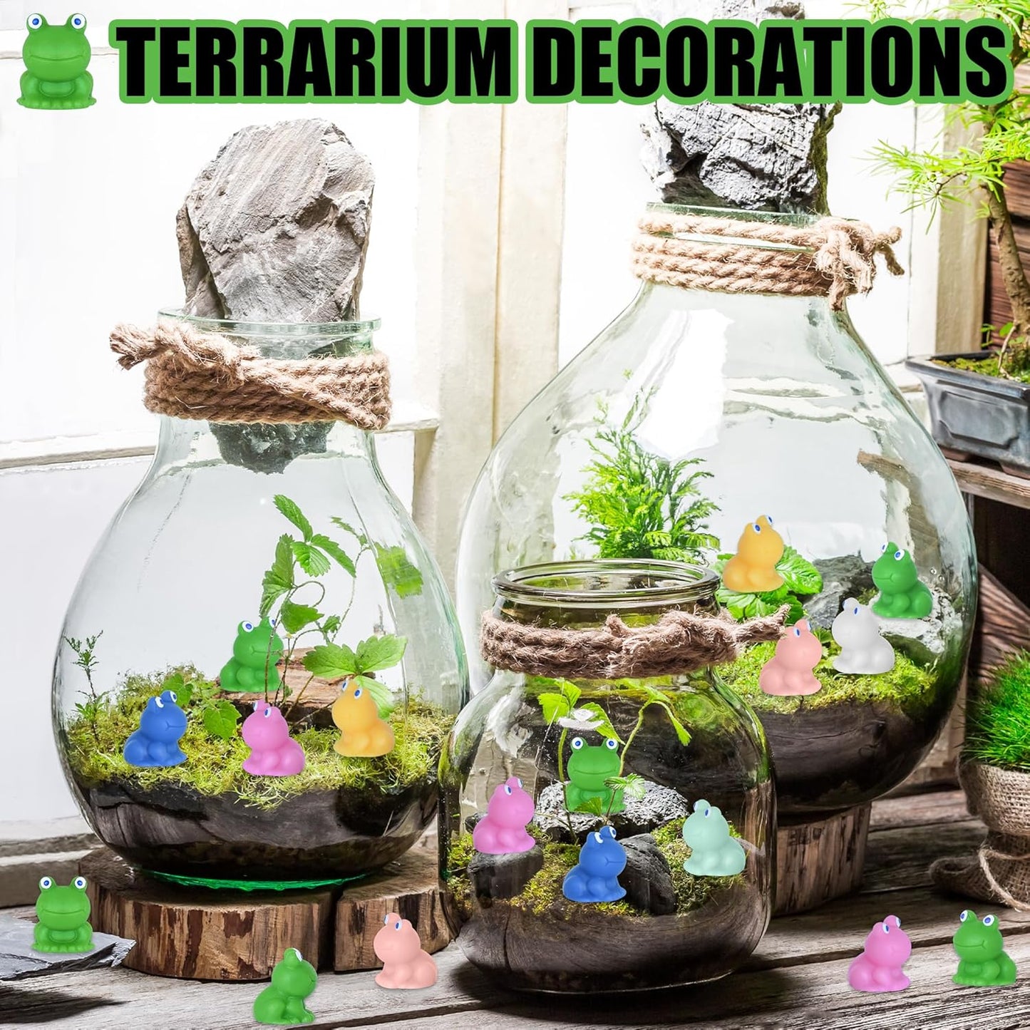 50 PCS Mini Frogs Garden Decor Tiny Plastic Frogs Miniature Resin Frog Figurines for Fairy Garden Miniature Moss Landscape Decoration (Multi Colors)