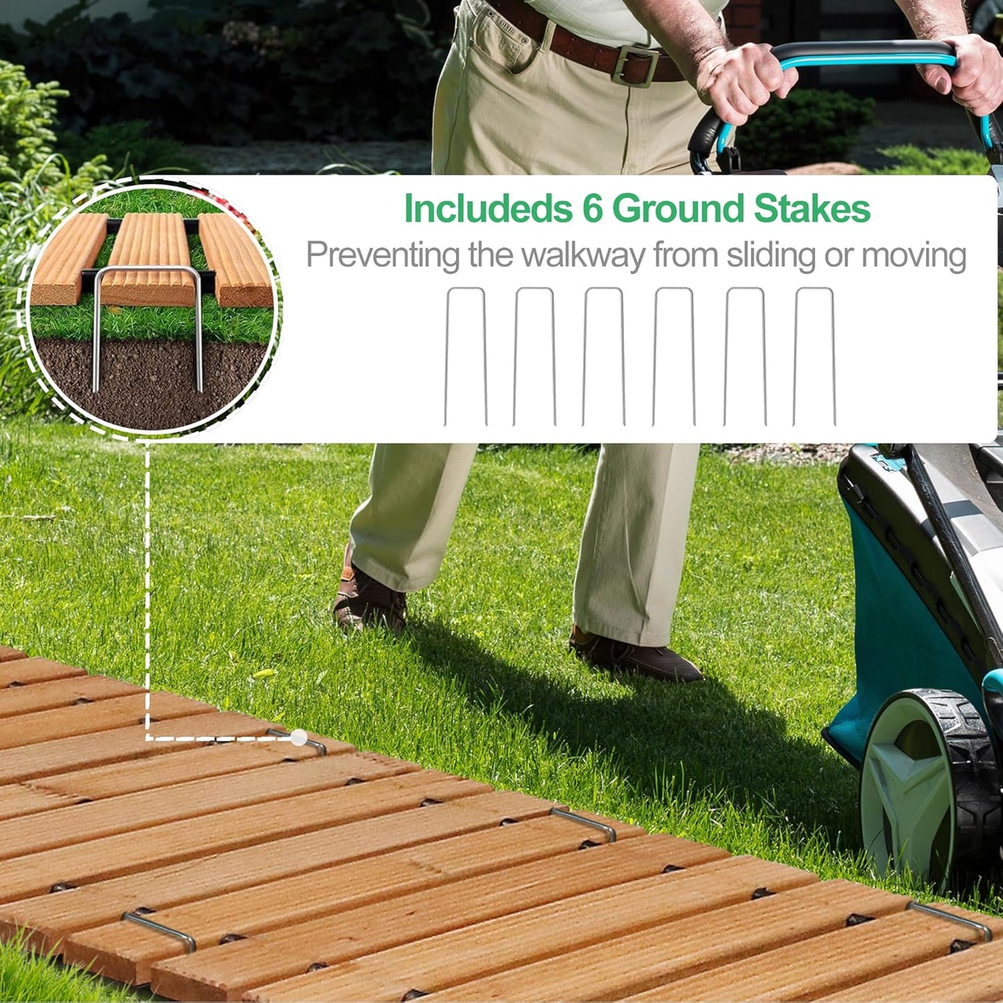 RELIANCER 6' Wooden Garden Pathway,Outdoor Roll Out Cedar Curved Walkway,Patio Path Decorative Garden Boardwalk Walkways,Weather-Resistant Roll Up Beach Wood Road Floor,Wedding Party Pathways