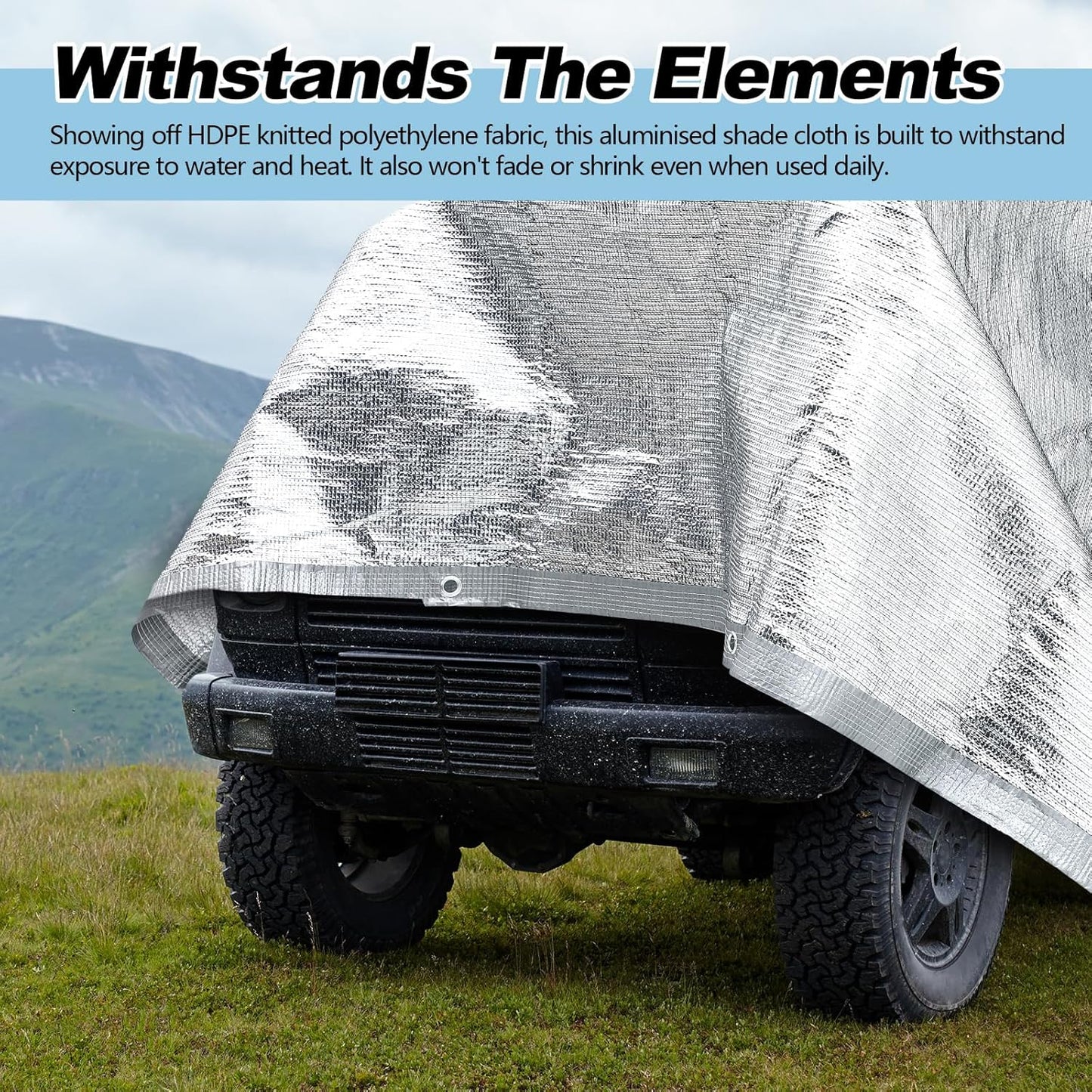 99% Aluminet Shade Cloth Reflective Tarp 3 x 6 ft Aluminium Cloth Porch Privacy Screen with Grommets for Car Garden Pergola Patio Sun Shade Kennel Cover Durable Mesh Canopy Cover Easy Setup