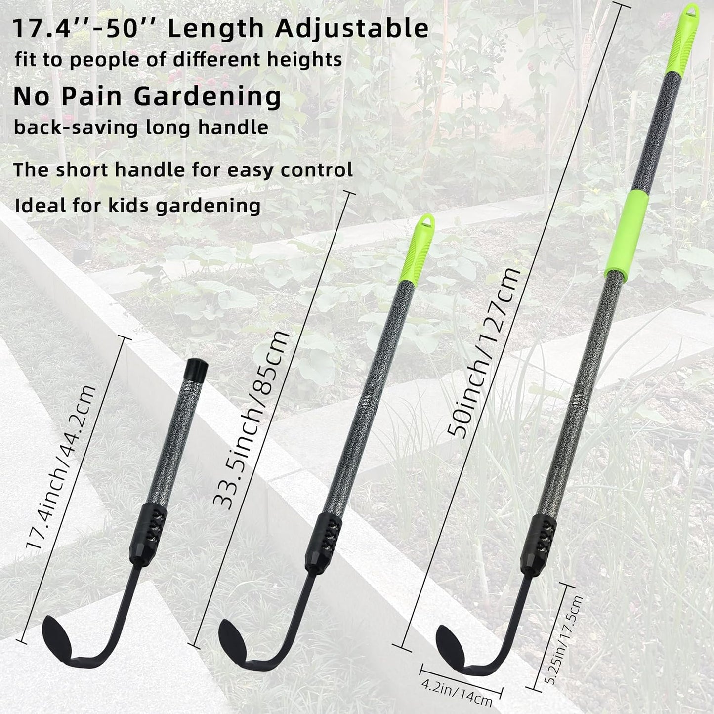 Weed Puller, Long Handle Crack Weeder Tool Hand Cultivator with Soft Foam Grip, Durable Curved Head Hook Weed Remover Tool Ideal for Weeding Digging Edging Planting Cultivating Scraping