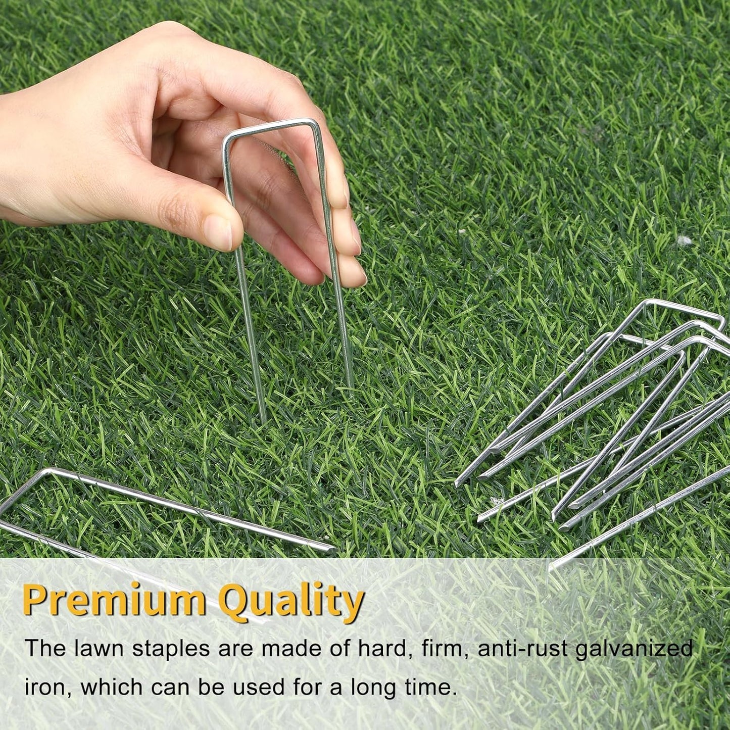 HongWay 60 Pack 4 Inch Landscape Staples, Garden Staples 12 Gauge Galvanized Ground Stakes Lawn Yard Staples SOD U-Shaped Pins for Gardening Irrigation Tubing Landscaping Fabric