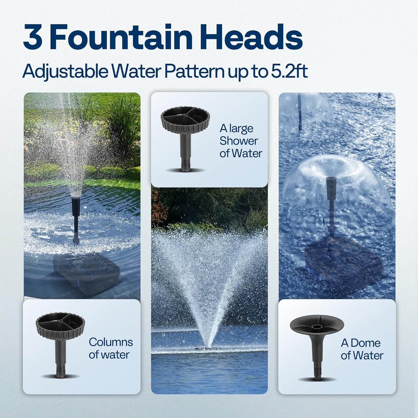 VIVOHOME All-in-One Pond Filter Fountain System Kits, 260 GPH Submersible Water Pump for Ponds up to 790 Gallons