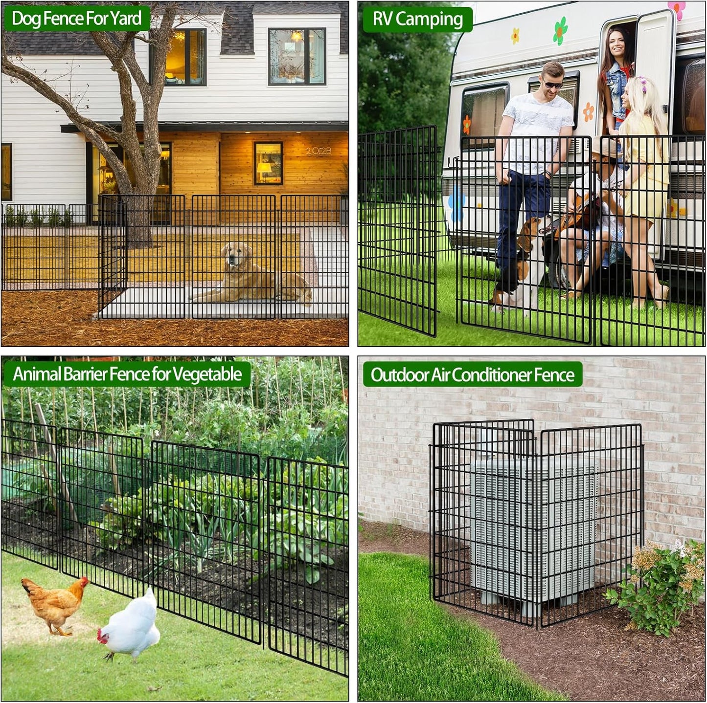 10 Panels Garden Fencing Animal Barrier with Lock, 40 in(H) X 24 ft(L) Dog Fence Outdoor for Yard Rustproof No Dig Decorative Tall Garden Fence Metal Wire Panel Border Rabbit Ground Stakes Fencing
