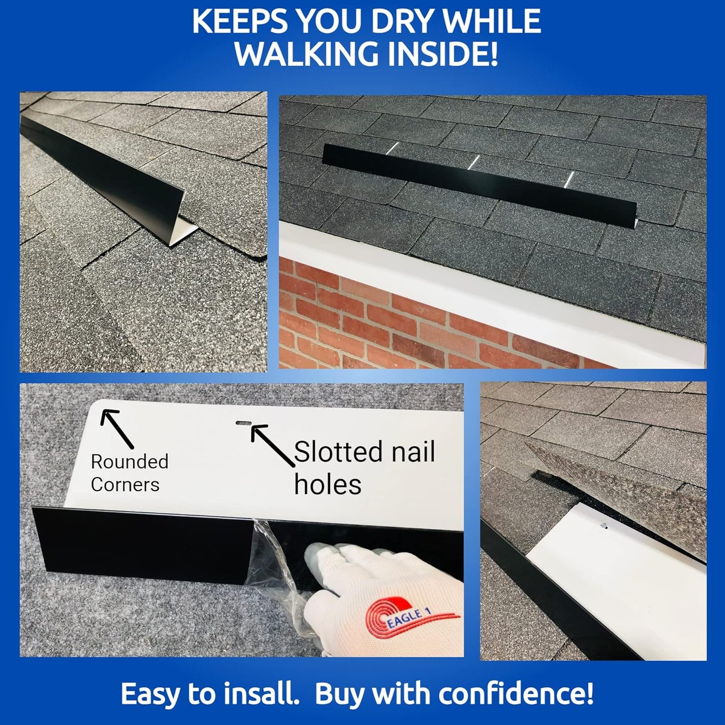 Eagle 1-26 Gauge 5 Foot Rain Diverter - Nails and Instructions Included (Mill Finish Aluminum, Copper, Galvanized, Stainless Steel & More) (1, Hawaiian Blue)