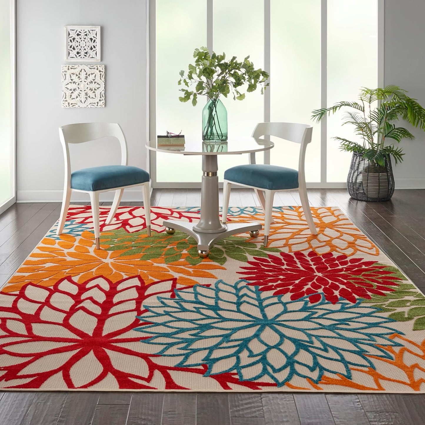 Nourison Home Aloha 94" x 126" Fabric Indoor/Outdoor Rug in Multi-Color