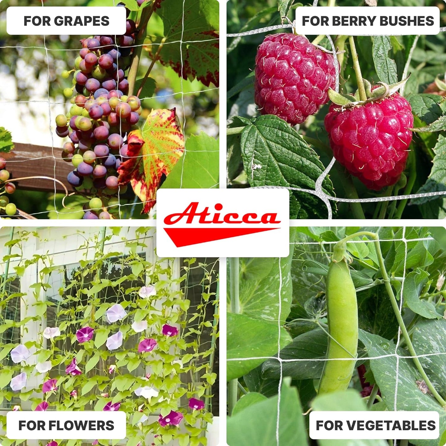 Trellis Netting 6.5 x 350 ft Heavy Duty Polyester Plant Support Netting White - 6 Inch Garden Rope Trellis on Roll - Mesh Twine for Growing Vine Climbing Plants, Flowers, Peas, and Tomatoes.