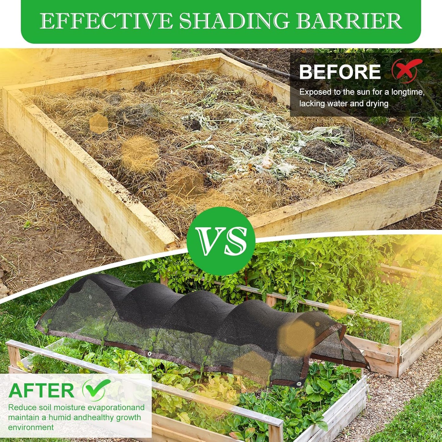 118"x78.7" Garden Shade Kit, 70% Garden Sun Shade Cloth with Hoops for Plants Heat Protection, Raised Garden Bed Shade Cover Plant Sun Shade for Outdoor Plants Vegetables