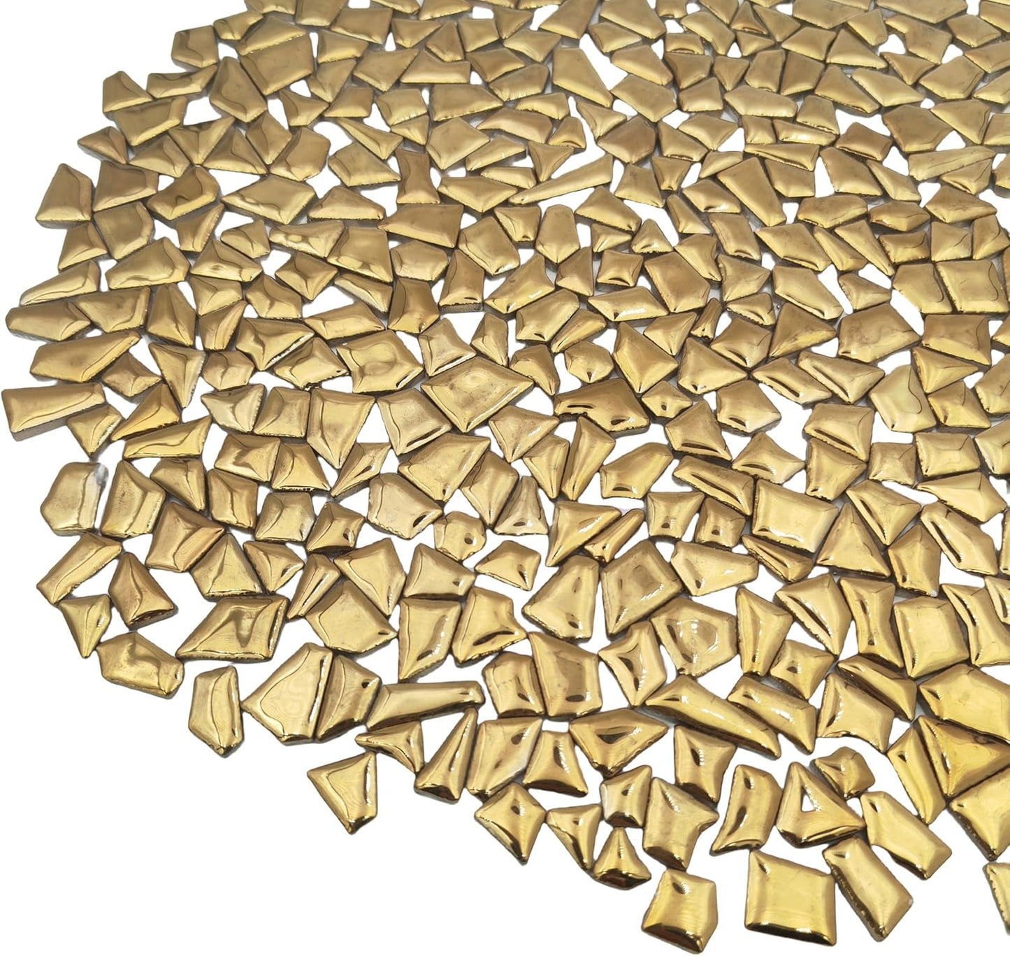 1.1LB Irregular Ceramics Mosaic Tiles, Mosaic Pieces Stones for DIY Mosaic Making Craft Hobby Arts Home Wall Decoration (Gold)